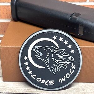 Tactical Lone Wolf Patch, PVC Wolf Morale Military Rubber PVC Patch Hook Backed